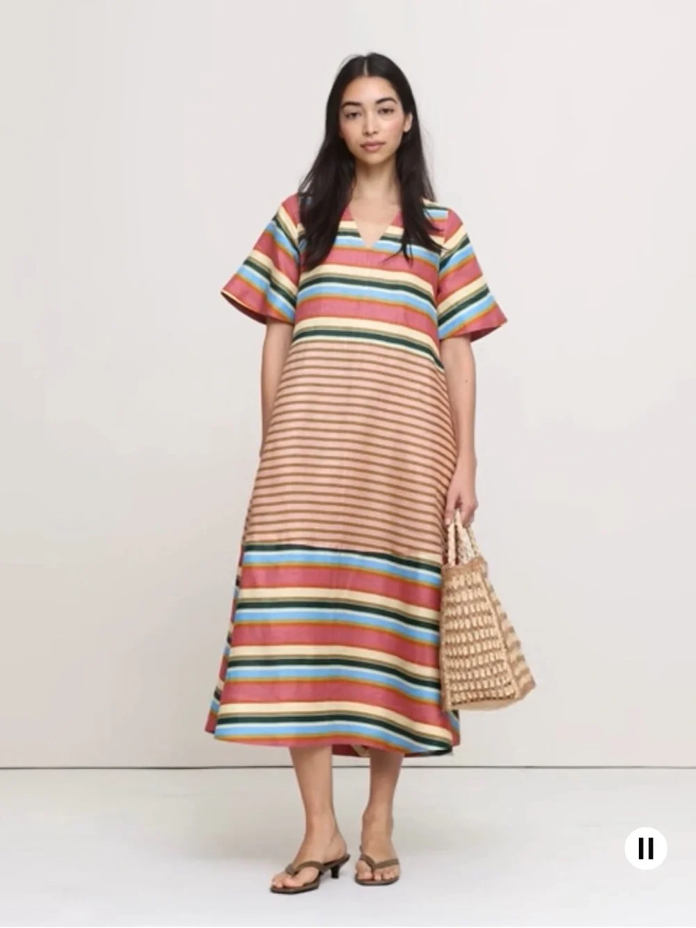 Banana Republic Linen Trapeze Midi dress Multicolor Striped Midi Dress - Picture 4 of 4